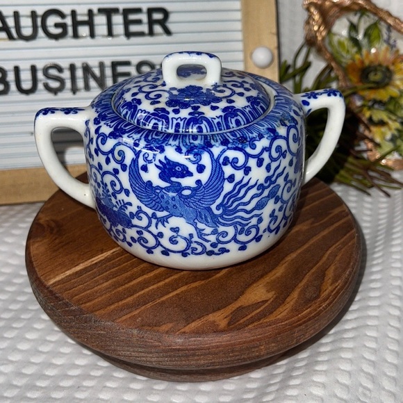 Phoenix Ware Sugar Blue & White Porcelain China Japan Vintage. - Picture 4 of 6